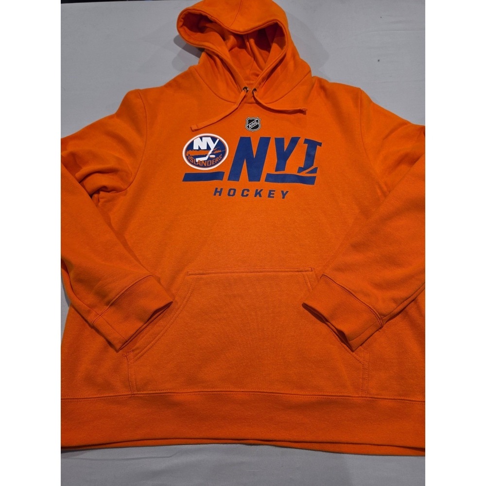 Fanatics New York Islanders NHL Hockey Hoodie Mens XL Orange Blue Pullover Logo